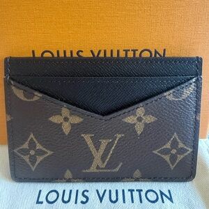 Louis Vuitton Monogram Canvas Card Holder with Black Top